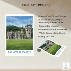 Balmoral Castle Scotland fine art print unframed, giclée travel poster with white border