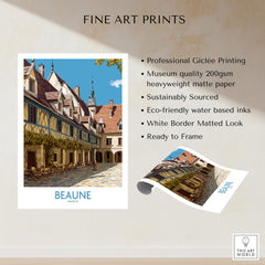 Beaune France Print – Hospices de Beaune Wall Art showcasing the iconic architecture and vibrant colors of Beaune.