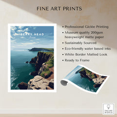 Berry Head Travel Poster – Devon Coastal Cliffs and Ocean View Print showcasing stunning coastal artwork.