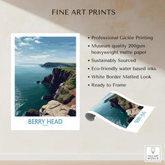 Berry Head Devon Wall Art – English Coast Print showcasing Devon's cliffs with professional Giclée printing on eco-friendly paper.