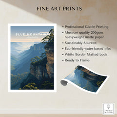 Blue Mountains Australia fine art print with scenic landscape, unframed wall art poster