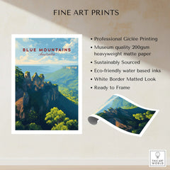 Blue Mountains Australia fine art print, unframed wall art with eco-friendly matte paper