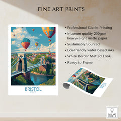 Bristol England Print – Hot Air Balloons Over Historic City Wall Art displayed with fine art prints description.