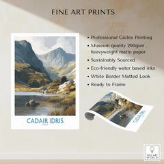 CADAIR IDRIS Wales landscape art print, lake and mountain scene, unframed fine art poster.