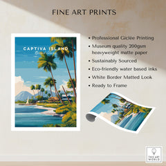 Captiva Island Travel Poster – Florida Beach Houses and Palm Trees Art featuring vibrant coastal scenery and palm trees.