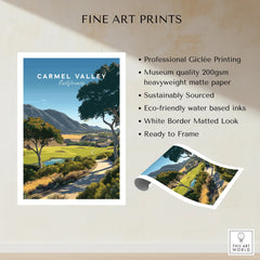 Carmel Valley California fine art print with scenic landscape, unframed quality details
