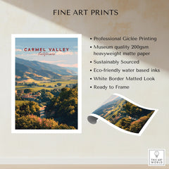 Carmel Valley California fine art print showing scenic landscape, unframed, matte paper.