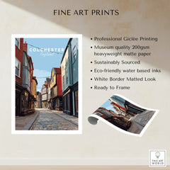 Colchester fine art print showing a colorful city street, unframed museum-quality poster