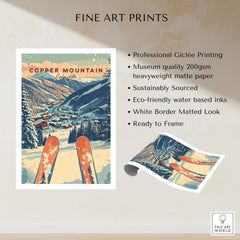 Copper Mountain Travel Poster – Sunset Ski Slopes showcasing professional Giclée printing and a beautiful winter landscape.