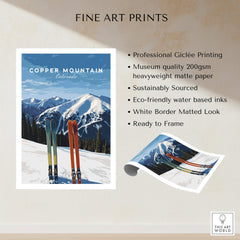 Copper Mountain Travel Poster – Colorado Mountain Summit & Ski Art Print showcasing stunning ski art and mountain scenery.