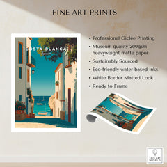 Costa Blanca Spain Print – Iconic White Village & Mediterranean Architecture Wall Decor showcasing vibrant coastal design.