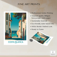 Costa Blanca Spain Wall Art Print - Spanish Village Artwork showcasing charming architecture and vibrant colors.