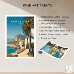 Costa Blanca Travel Poster - Spain Canvas Print featuring coastal scenes and vibrant colors.