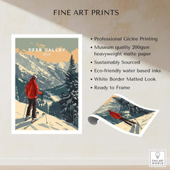Deer Valley Print Utah showcasing a skier in a winter landscape with professional Giclée printing.