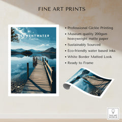 Derwentwater Travel Poster – Lake District Canvas Print showcasing serene lake views and vibrant colors.