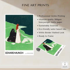 Edvard Munch Art Print - Two Women on the Shore 1898 Woodcut AIC Poster features museum quality printing and eco-friendly materials.