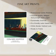 Edward Hopper Nighthawks 1942 Iconic Diner Art Print AIC Poster features professional Giclée printing and eco-friendly inks.