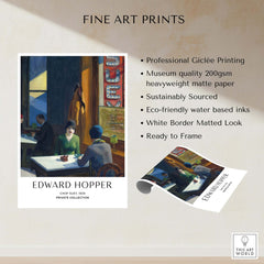 Edward Hopper Chop Suey 1929 Art Print Poster - Urban Restaurant Scene showcasing restaurant details and print features.