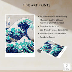 Exhibition Art Print Hokusai The Great Wave off Kanagawa Japanese Ukiyo-e Poster features professional Giclée printing on high-quality paper.
