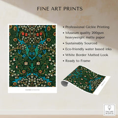 Exhibition Art Print William Morris Tulip Famous Pattern Arts Crafts Floral Poster Wall Art showcased on display