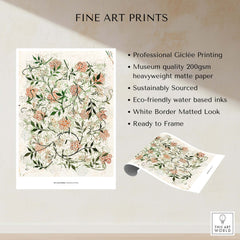 Exhibition Art Print William Morris Jasmine Pattern Floral Botanical Wall Art features intricate botanical design.