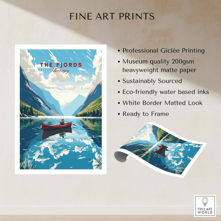 Fjords Wall Art Norway showcasing professional Giclée printing and sustainable materials for home décor.