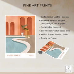 GALERIE BOHÈME Poolside Morocco Architecture Poster Minimalist Wall Art Print features sleek design and eco-friendly materials.