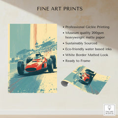 Vintage race car fine art print, museum quality, unframed, perfect for home decor