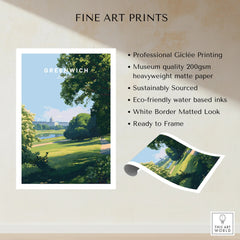 Greenwich London fine art print unframed, museum quality, eco-friendly inks, landscape scene