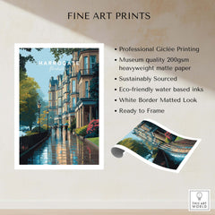 Harrogate Classic British Town Scene Print | English Architecture Wall Art showcasing professional Giclée printing on heavyweight paper.