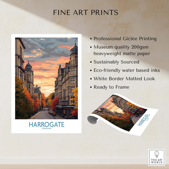 Harrogate Yorkshire Autumn Street Art Print | Sunset Avenue Poster featuring a stunning autumn scene with rich colors.