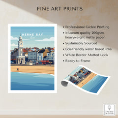 Herne Bay Kent Wall Art Print | British Travel Poster showcasing a coastal scene and fine art details.