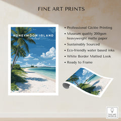 Honeymoon Island Travel Poster | Florida Beach Wall Art Print featuring crystal-clear waters and tropical scenery.