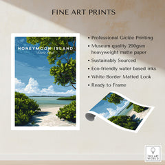 Honeymoon Island Florida Travel Poster | Mangrove Coast Wall Art Print showcasing eco-friendly and sustainable design elements.
