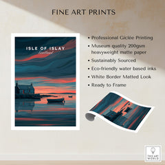 Isle of Islay Scotland Travel Posters | Highland Coastal House Wall Art Print showcasing stunning landscape.