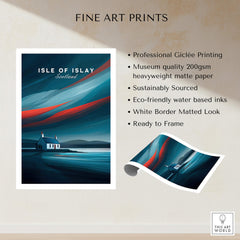 Isle of Islay Scotland Wall Art Print | Dramatic Sky Travel Poster with modern design and vibrant colors.