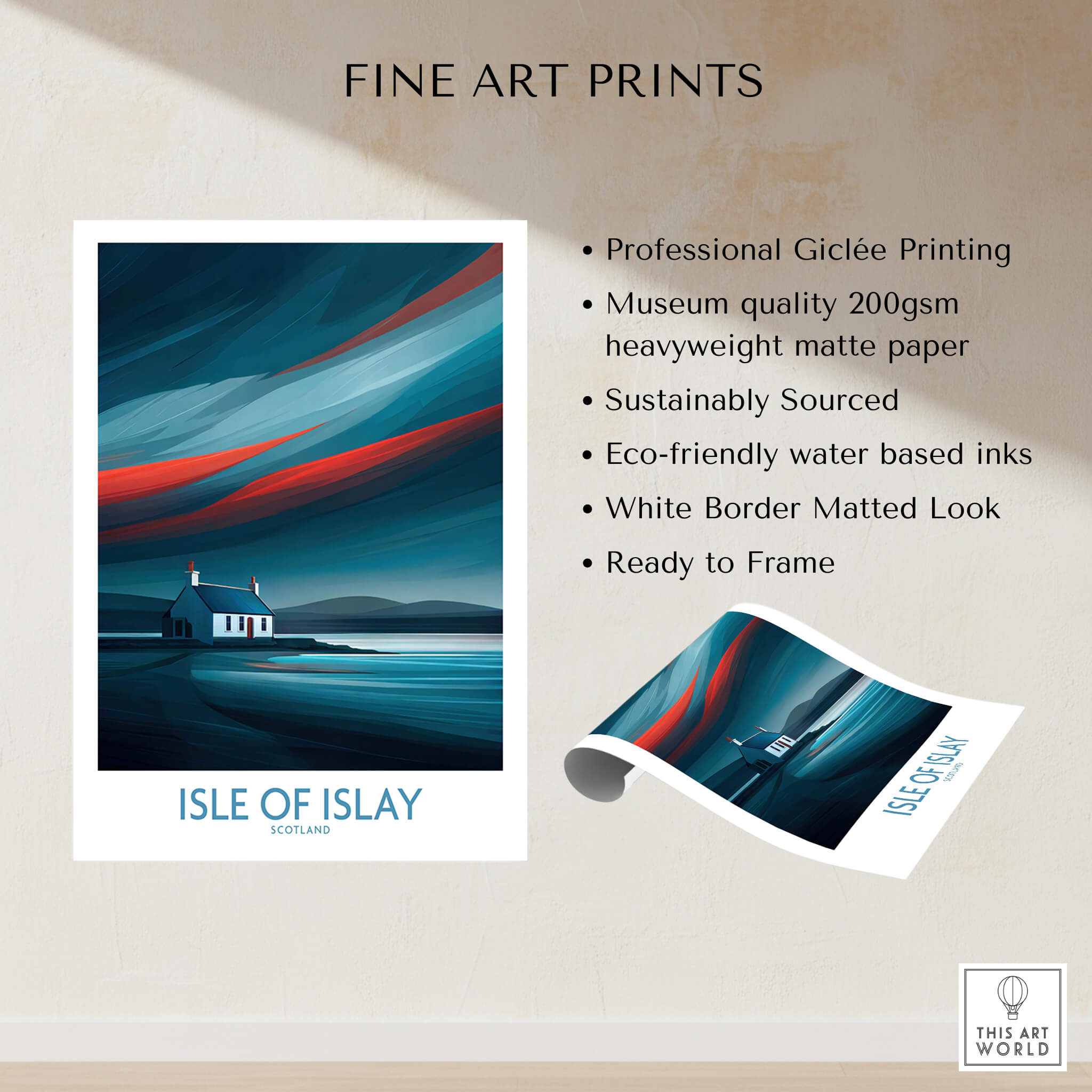 Isle of Islay Scotland Posters | Vibrant Scottish Island Scene Canvas Print featuring fine art print details.