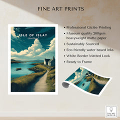 Isle of Islay Scotland Wall Art Print | Coastal Path Travel Poster showcasing the island's stunning shoreline and vibrant skies.