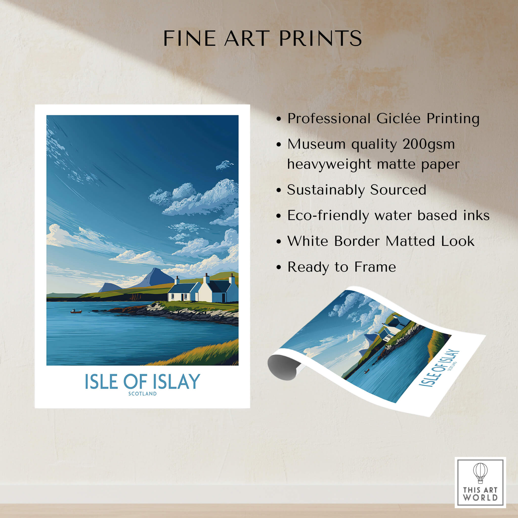 Isle of Islay Scotland Canvas Print | Scottish Hebrides Poster showcasing professional Giclée printing and sustainable materials.