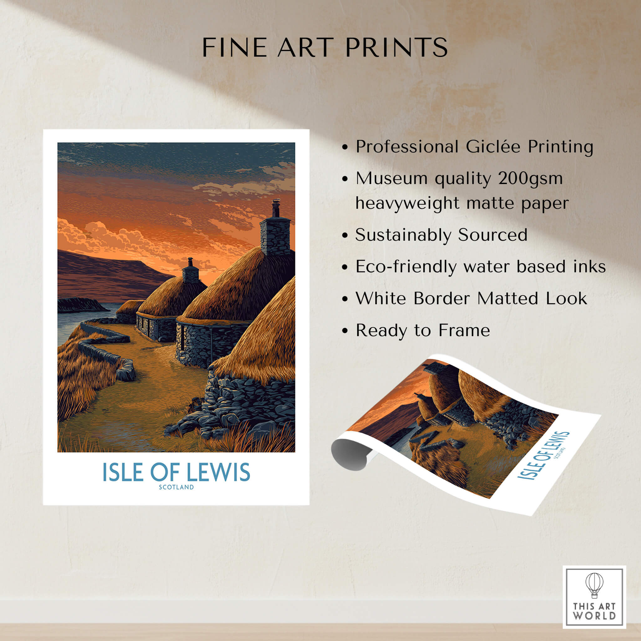 Isle of Lewis Scotland Canvas Print | Outer Hebrides Norse Mill Poster showcasing fine art print details.