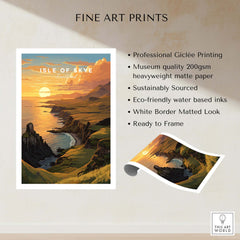 Isle of Skye Art Print showcasing a vibrant sunset over the Scottish landscape with quality details and eco-friendly printing.