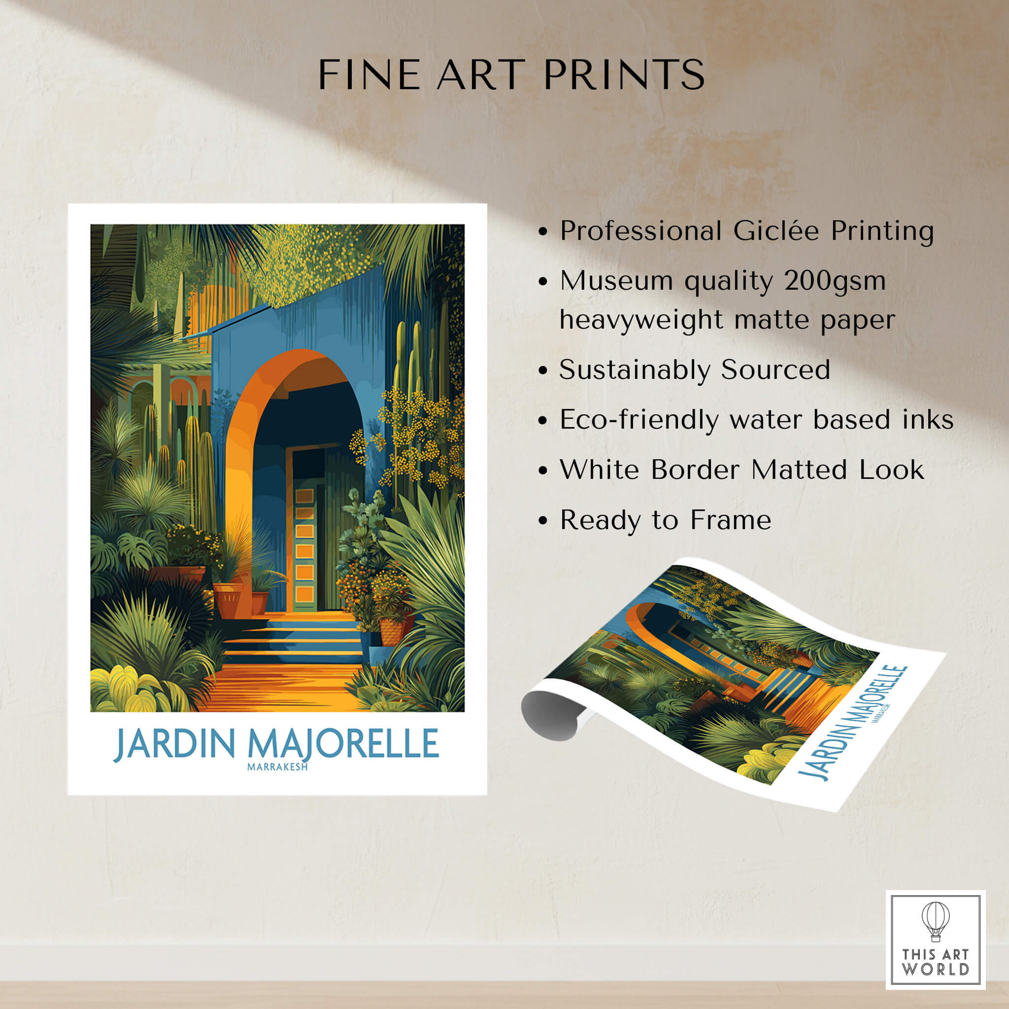 Jardim Majorelle Marrakesh Posters | Canvas Print featuring professional Giclée printing and eco-friendly materials.