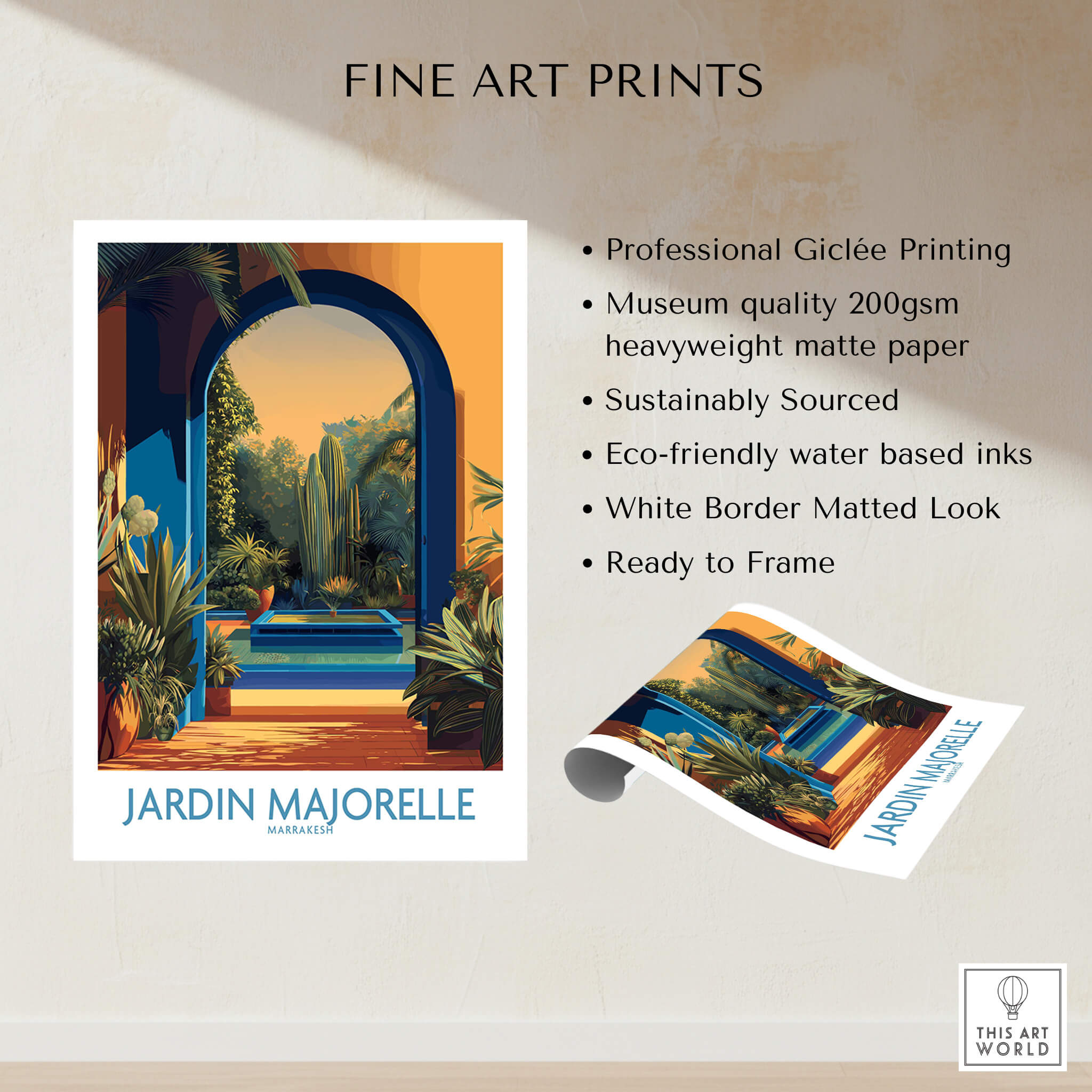 Jardim Majorelle Marrakesh Canvas Print | Exotic Plant & Architecture Posters showcasing fine art details and professional quality.