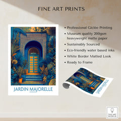 Jardim Majorelle Marrakesh Posters | Detailed Blue Architecture Canvas Print showcasing vibrant Giclée print details.