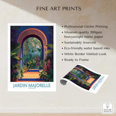 Jardim Majorelle Marrakesh Canvas Print | Colorful Moroccan Landscape Poster featuring professional Giclée printing.