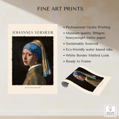 Johannes Vermeer Girl with a Pearl Earring 1665 Iconic Dutch Portrait Art Print featuring professional Giclée printing.