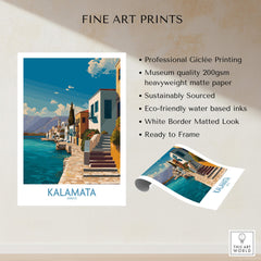 Kalamata Greece Poster | Greek Coastal Canvas Print showcasing stunning coastal scenery and traditional architecture.