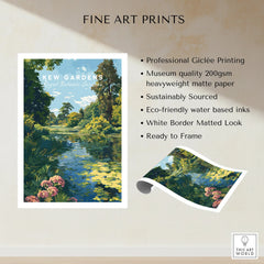 Kew Gardens fine art print with botanical landscape, unframed, matte paper, eco-friendly ink