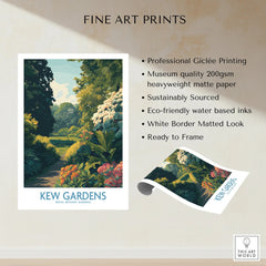 Kew Gardens fine art print with botanical garden landscape, white border, unframed wall art