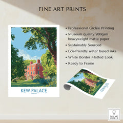 Kew Palace London fine art print with museum-quality matte paper, unframed, nature scene